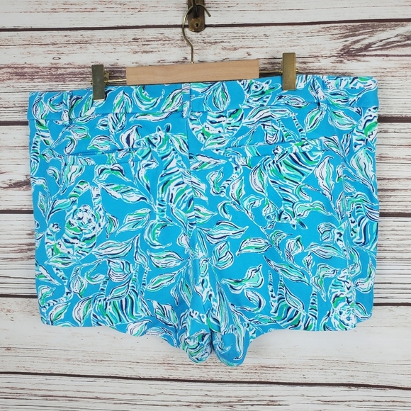 Lilly Pulitzer Womens Sz 12 Callahan Knit Turquoise Oasis Outta Line 5" Shorts - Picture 6 of 11